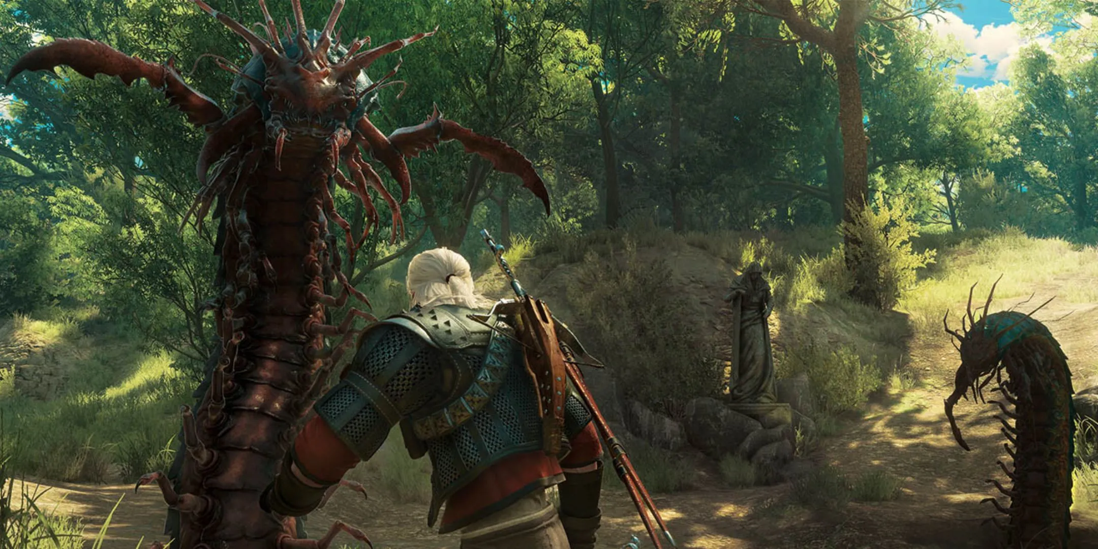 Geralt chiến đấu với quái vật trong bản mở rộng Blood and Wine của The Witcher 3