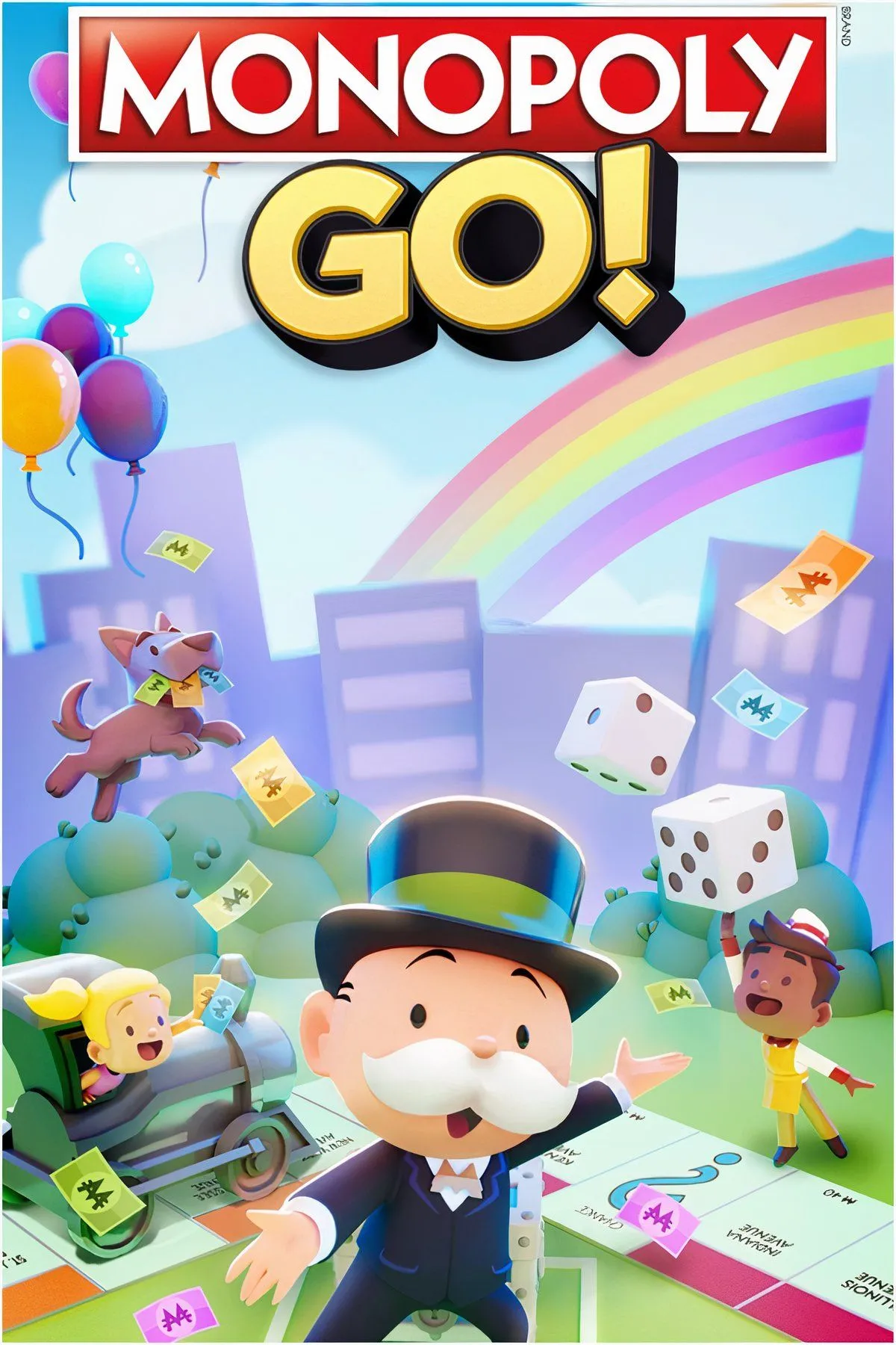 Giao diện Monopoly GO với các biểu tượng nhân vật và vật phẩm nổi bật