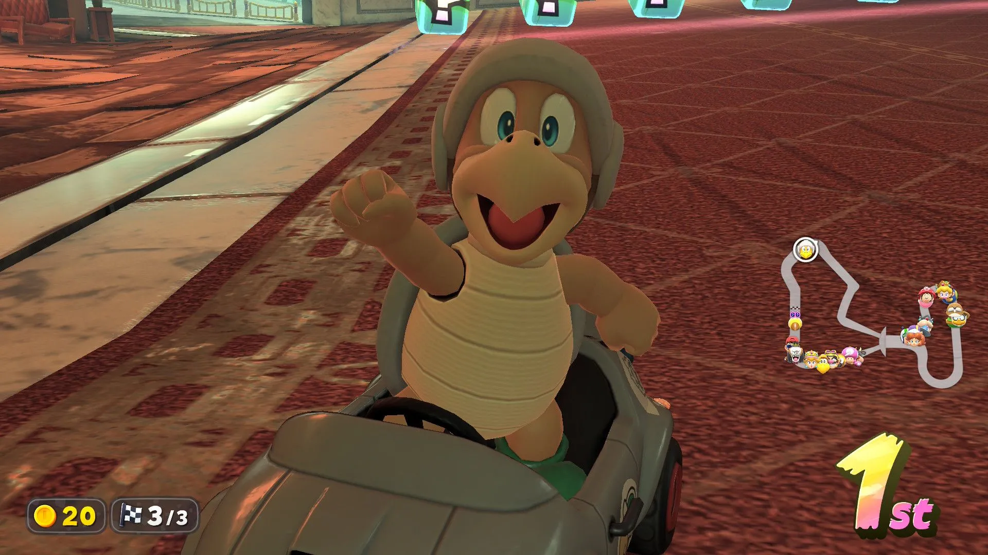Hammer Bro lái kart trong Mario Kart World, thể hiện sự đa dạng nhân vật