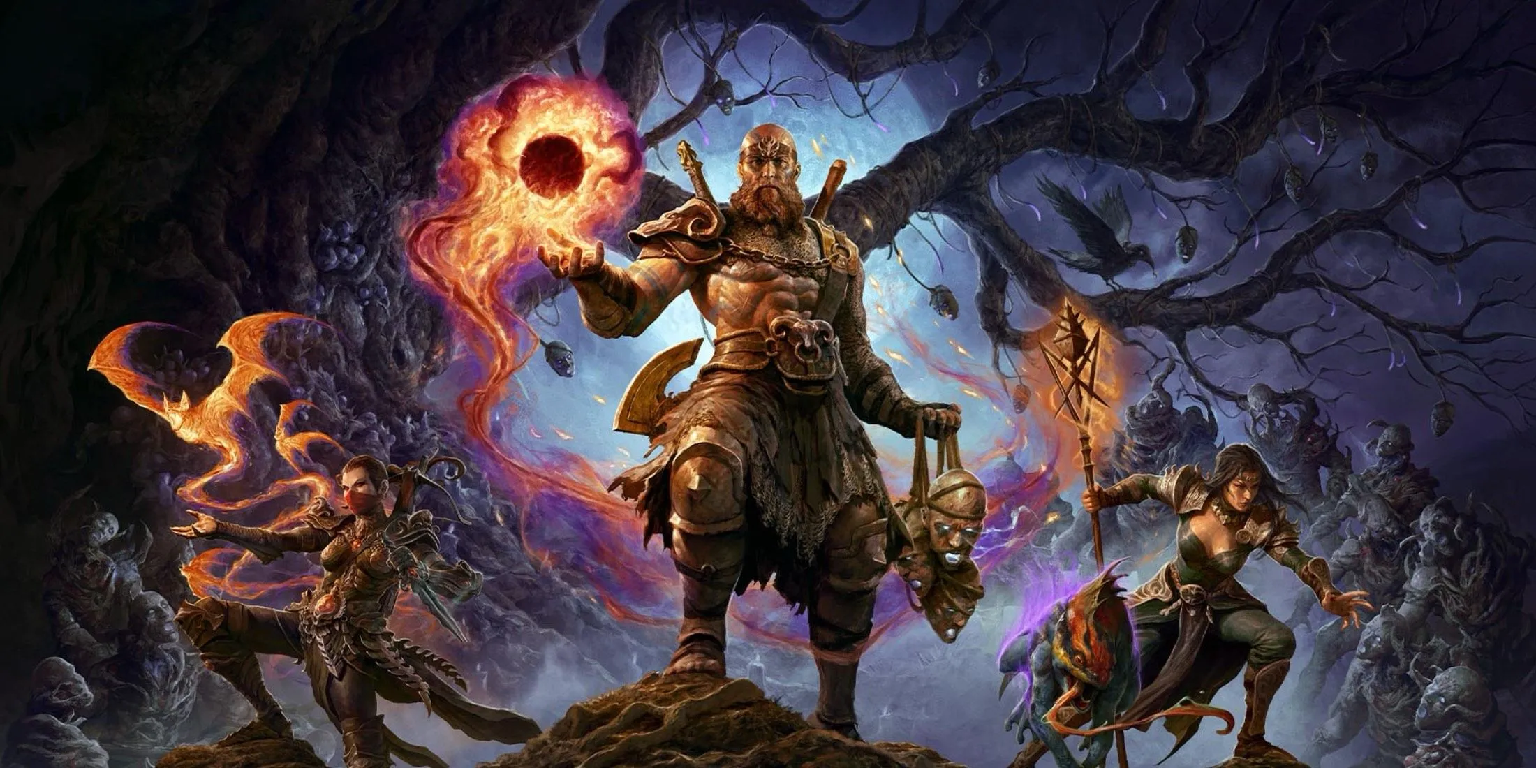Hình ảnh nhân vật Diablo 4 với thiết kế đầu quỷ, thể hiện không khí tăm tối và những thử thách mới trong bản mở rộng Vessel of Hatred.
