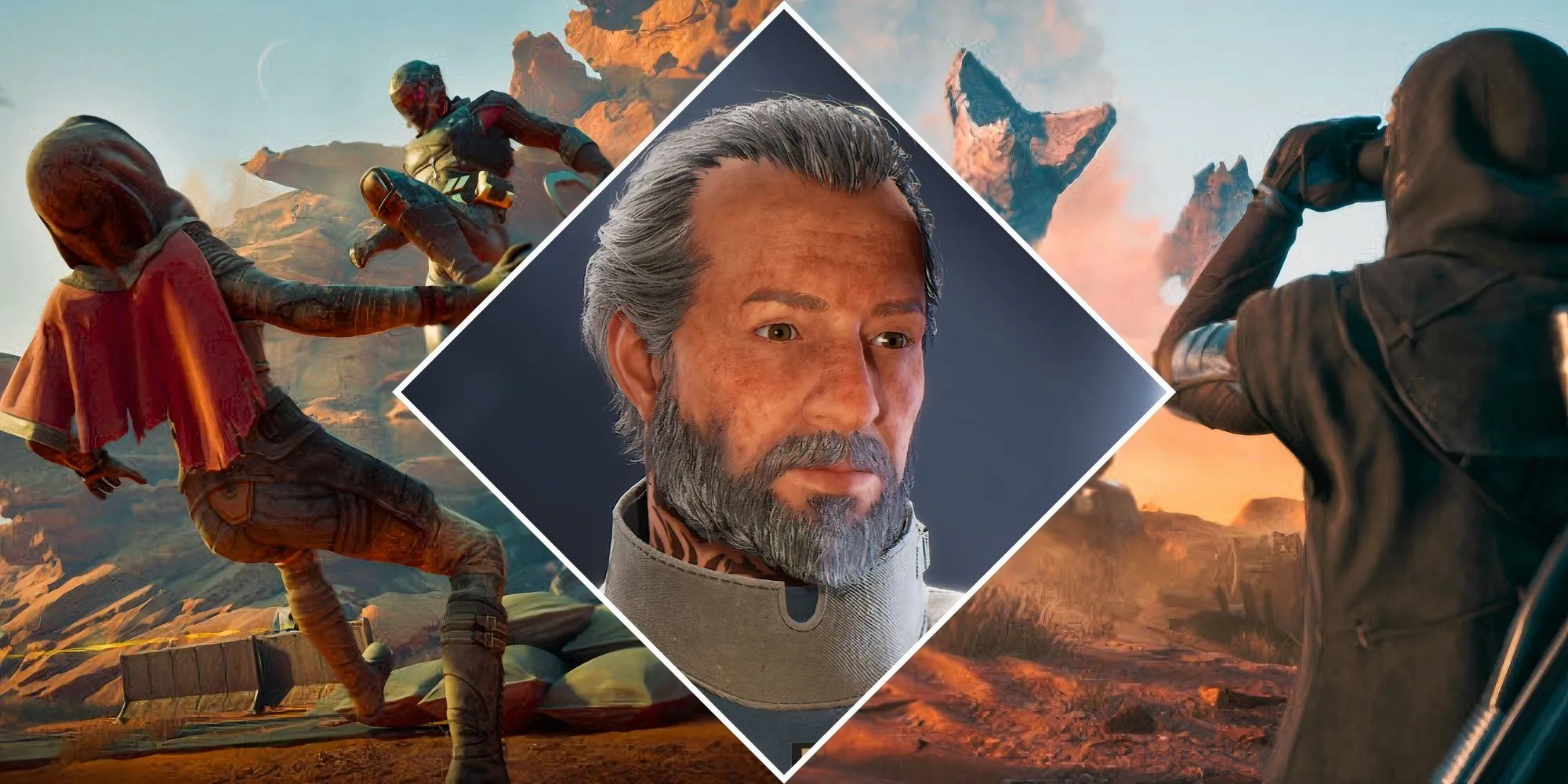 Hình ảnh tổng quan về thế giới game Dune: Awakening với người chơi và môi trường sa mạc Arrakis