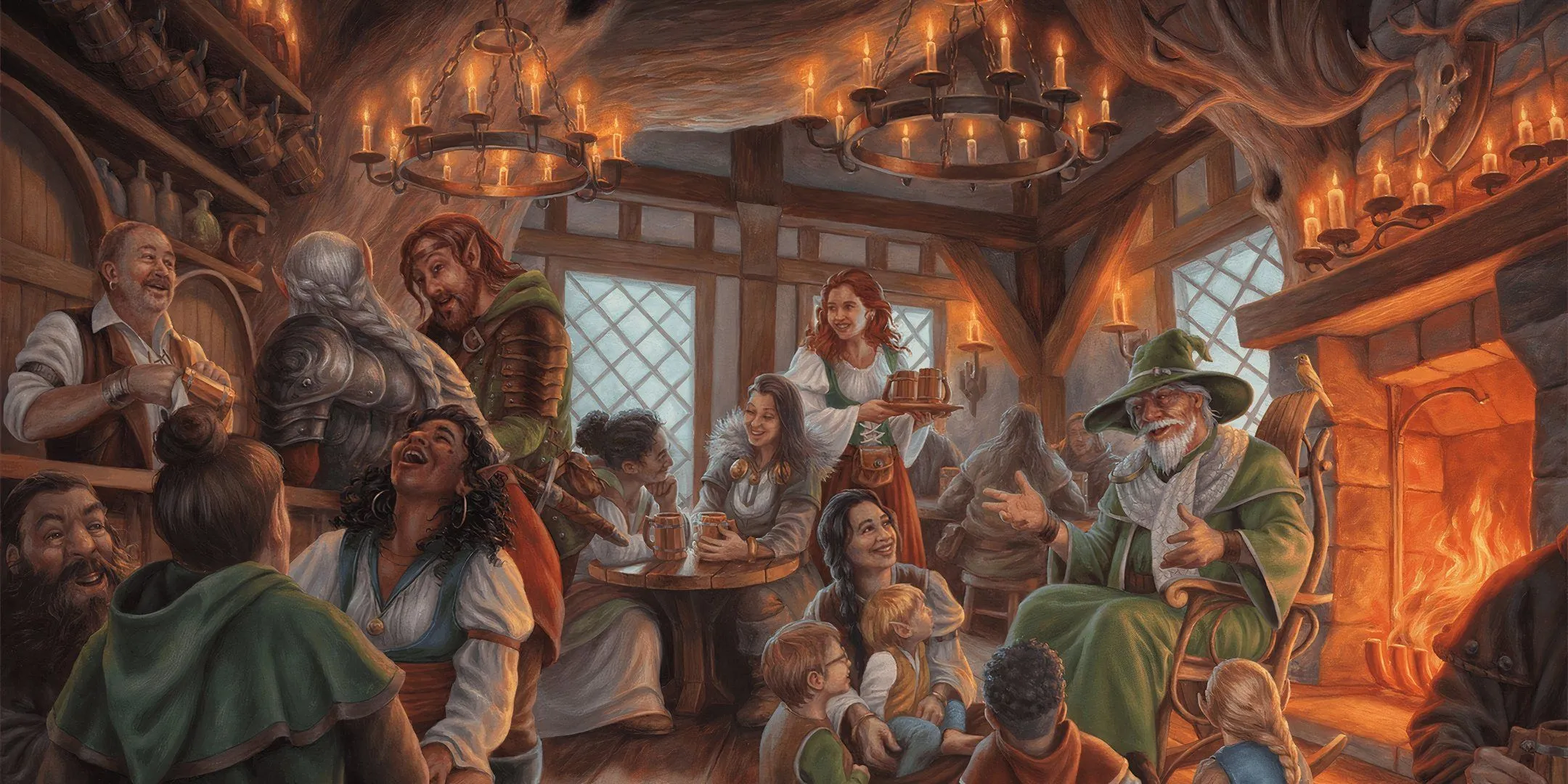 Không khí ấm cúng bên trong quán trọ Dragonlance trong thế giới D&amp;D, nơi đầu bếp có thể trổ tài.