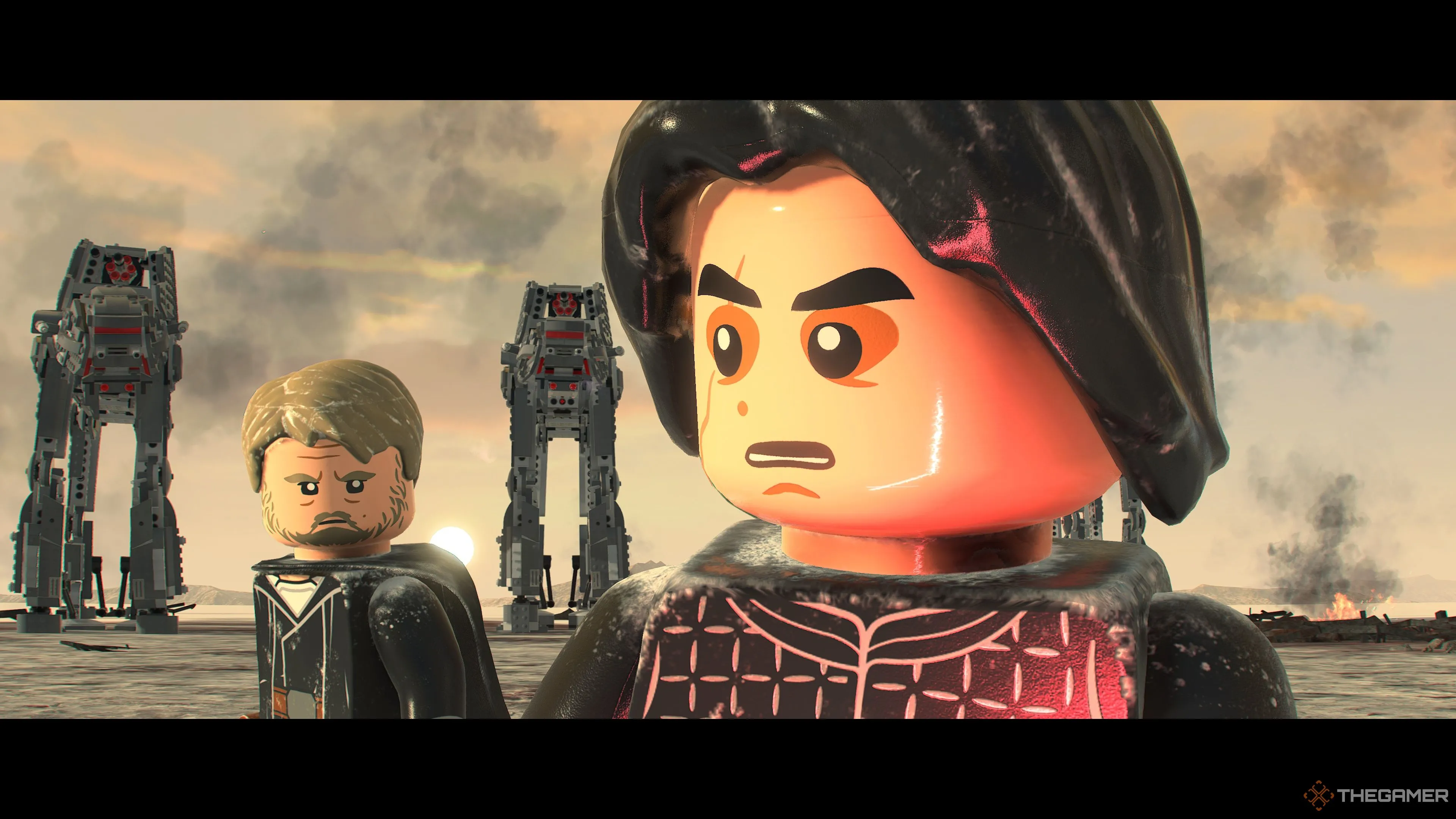 Luke Skywalker và Kylo Ren đối thoại trong phân cảnh Ground A-salt của Lego Star Wars The Skywalker Saga