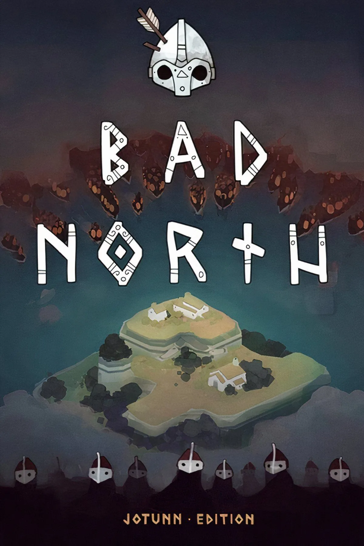 Màn hình gameplay tối giản của Bad North, thể hiện các hòn đảo nhỏ đang bị tấn công bởi quân Viking.