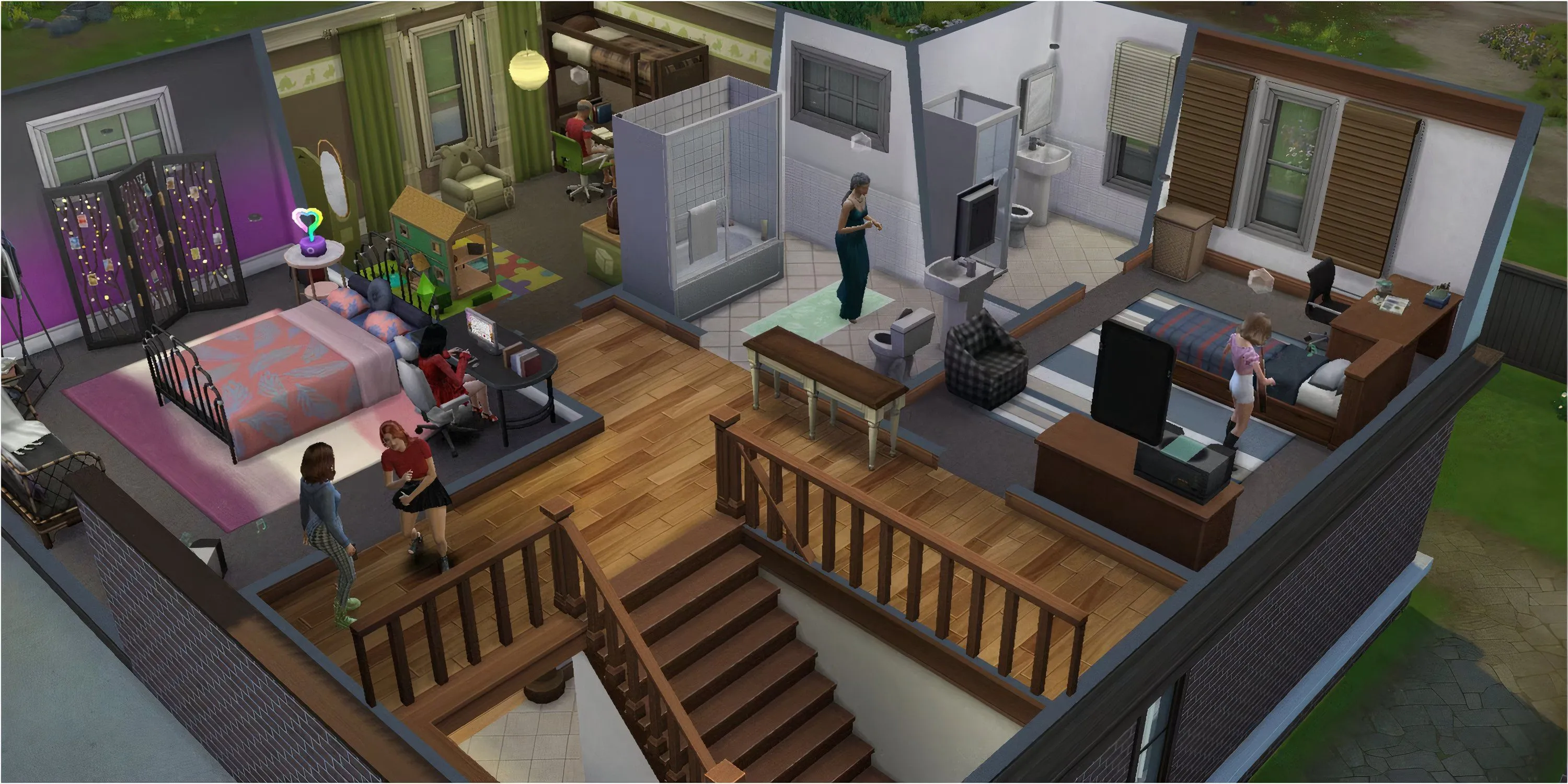 Ngôi nhà gia đình BridgeCreek Drive của gia đình Price, bối cảnh trung tâm cho tuổi học trò trong The Sims 4 High School Years.