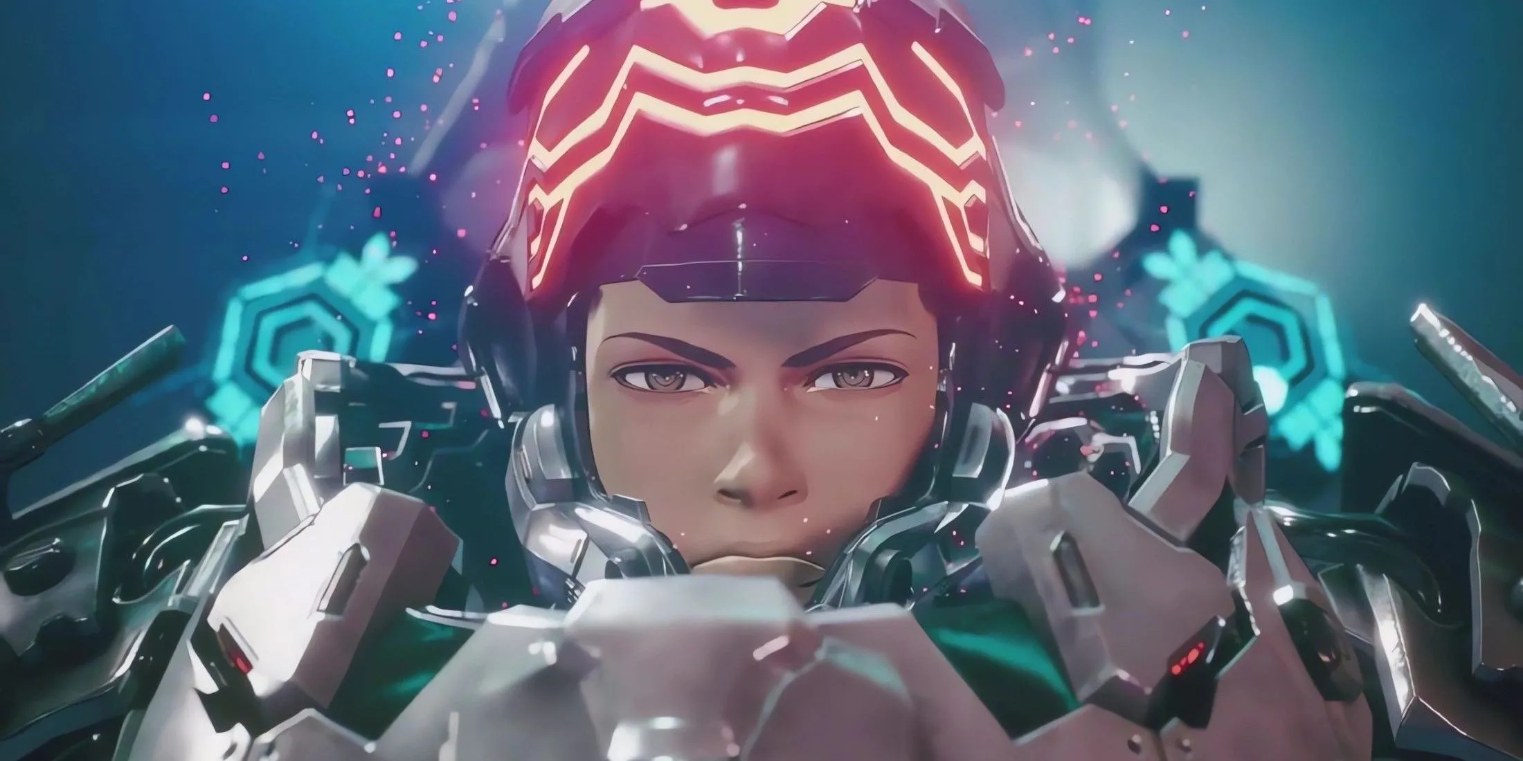 Người điều khiển trong bộ giáp mech mạnh mẽ sẵn sàng chiến đấu trong Daemon X Machina Titanic Scion