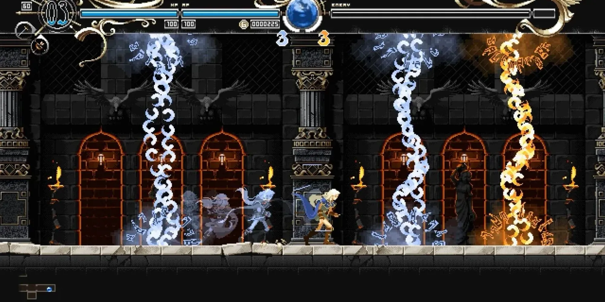 Nhân vật Deedlit thi triển phép thuật trong game Metroidvania Record of Lodoss War Deedlit in Wonder Labyrinth