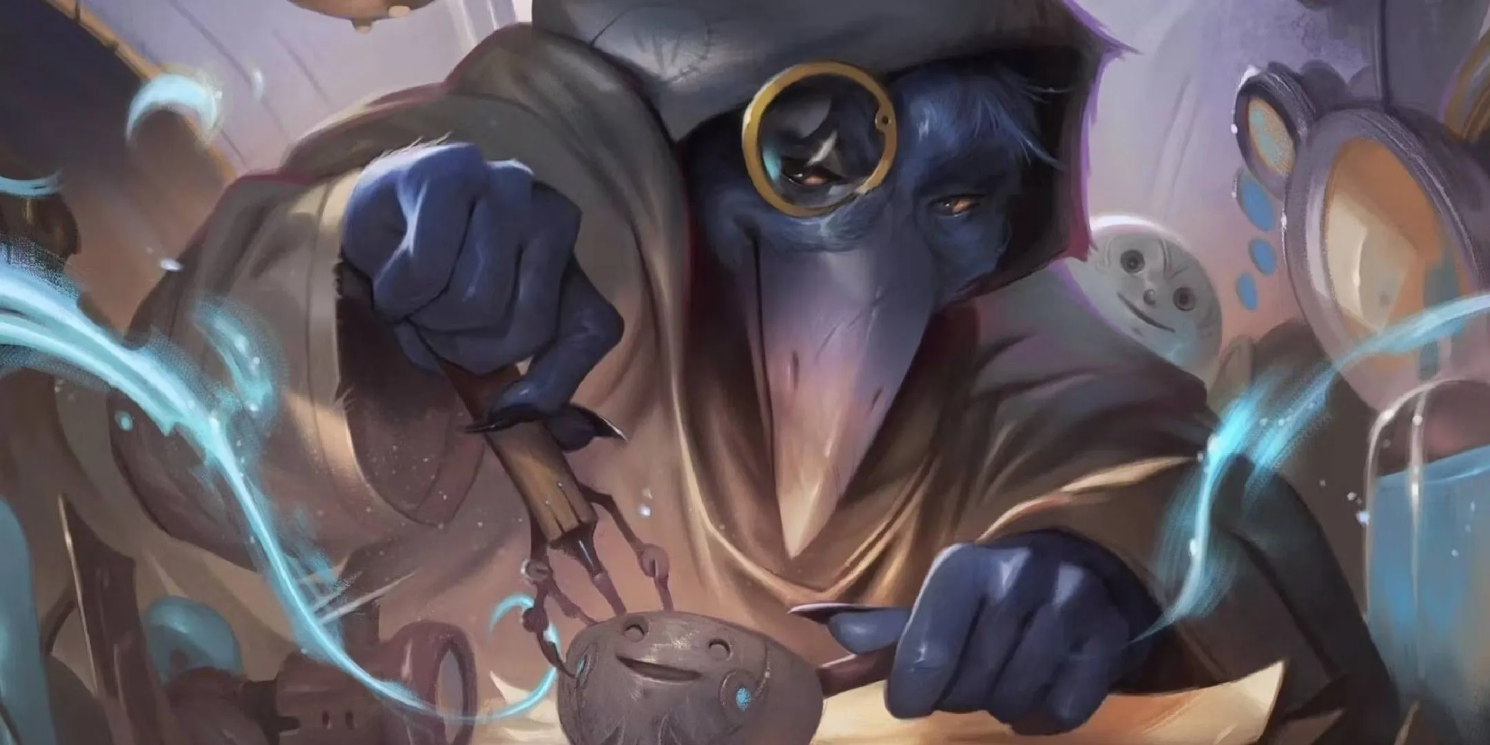 Nhân vật Kenku Artificer đang chế tạo vật phẩm thủ công trong D&amp;D 5e.