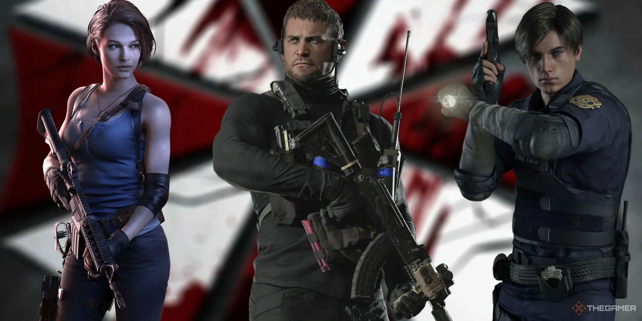 Những nhân vật chính biểu tượng của Resident Evil qua các thời kỳ, bao gồm Jill Valentine, Leon S. Kennedy và Chris Redfield.