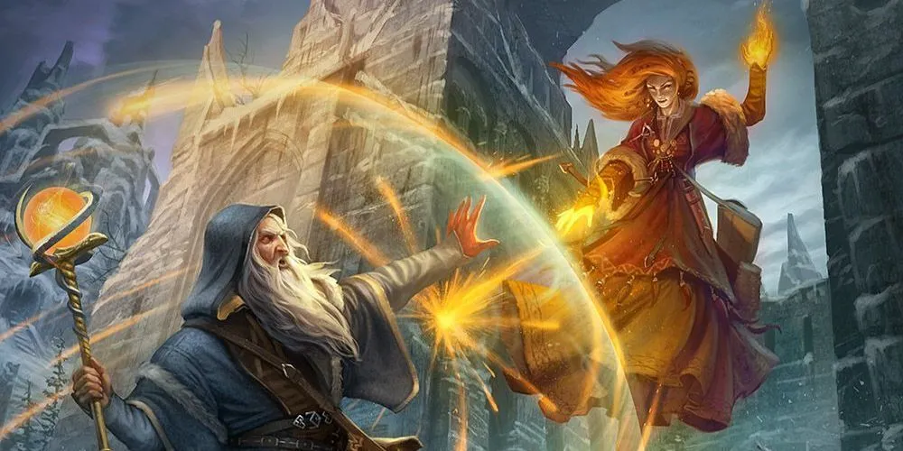 Pháp sư D&amp;D sử dụng phép Thuật Kháng Ma để chống lại đòn tấn công của kẻ thù