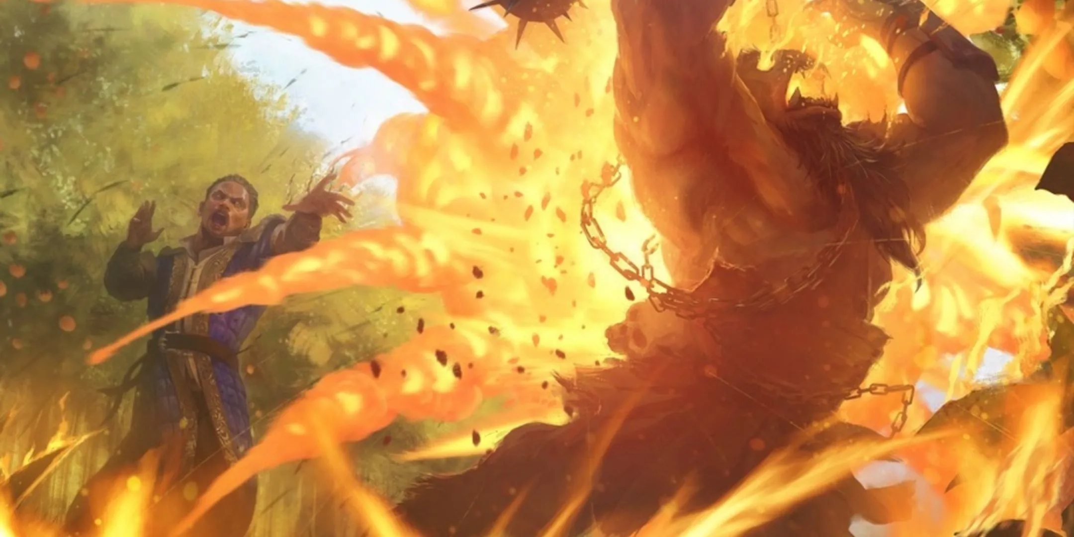 Pháp sư D&amp;D thi triển phép Cầu Lửa (Fireball) mạnh mẽ vào Bugbear
