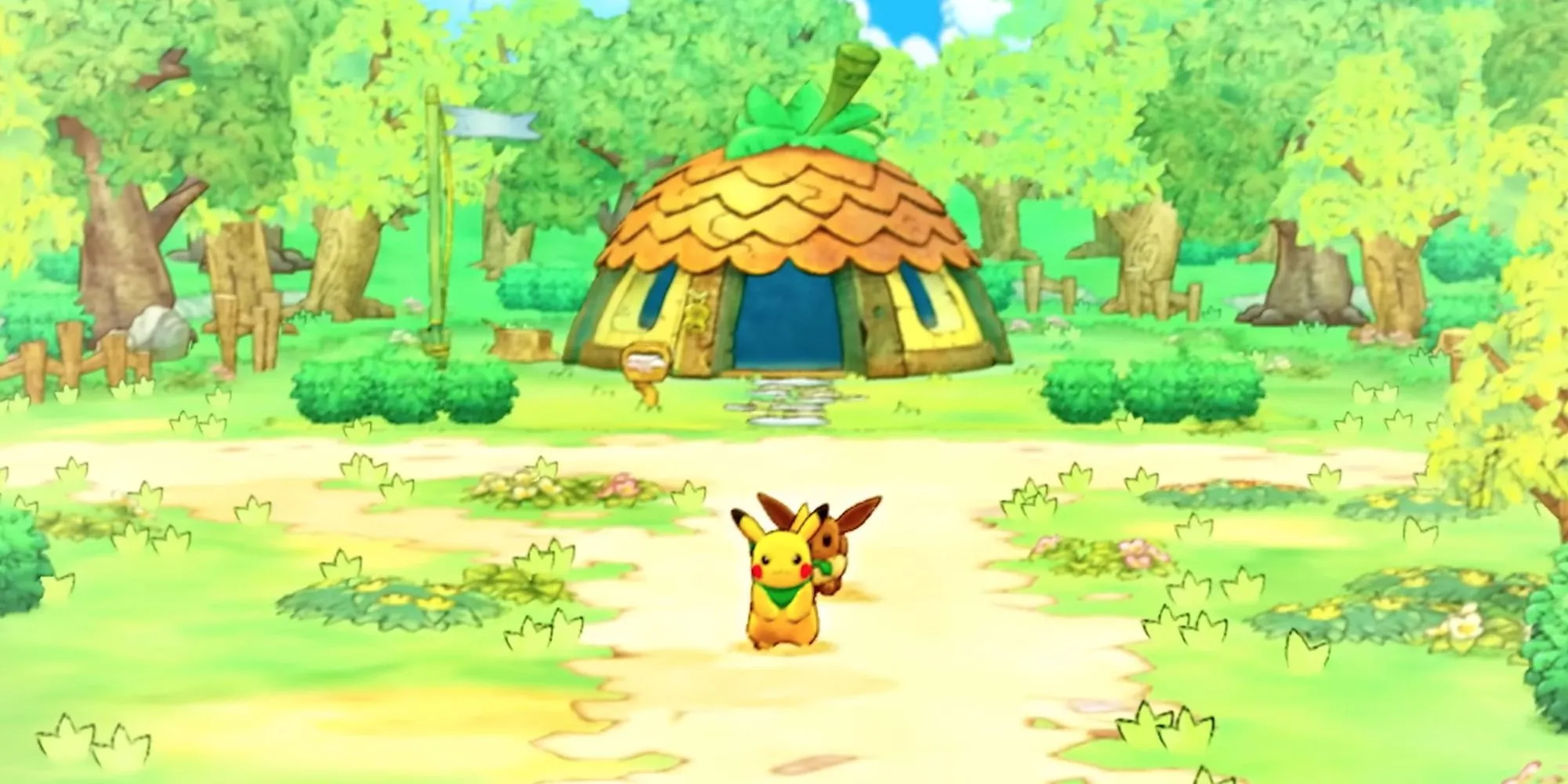 Pikachu và Eevee cùng các Pokemon khác trong Pokemon Mystery Dungeon Rescue Team DX