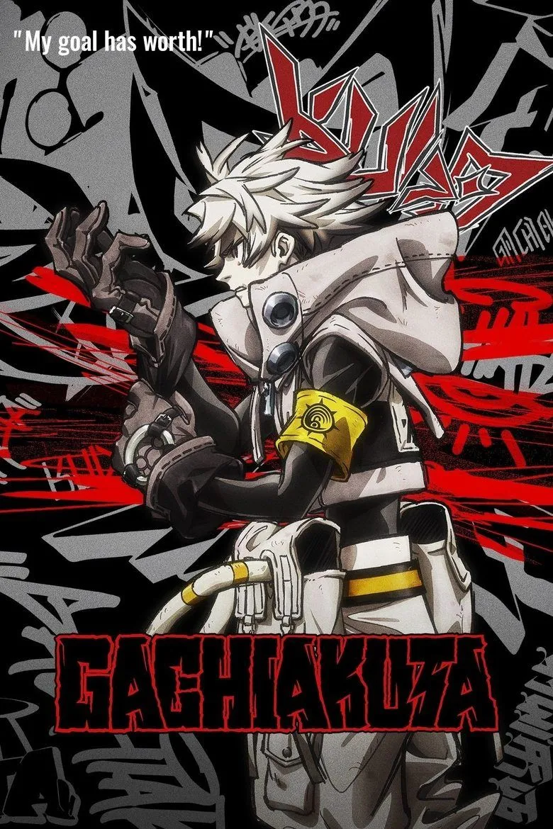 Poster chính thức của anime Gachiakuta, với Rudo và Enjin