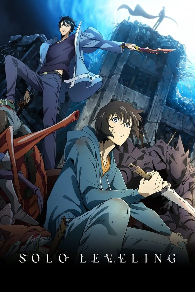 Poster chính thức của anime Solo Leveling, giới thiệu các nhân vật và không khí săn quái