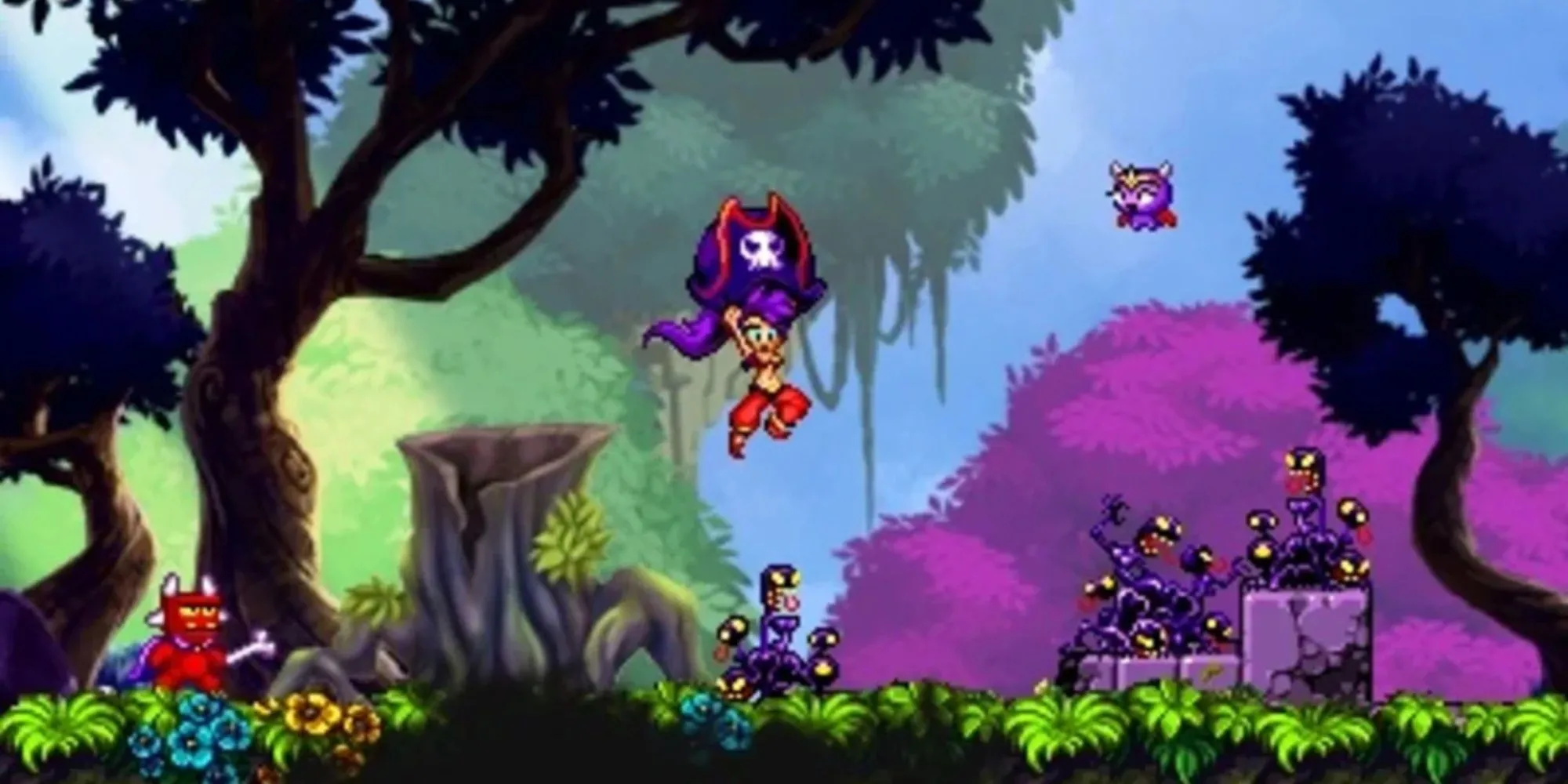 Shantae, cô gái nửa thần đèn, sử dụng khả năng trong game Metroidvania Shantae and the Pirate's Curse