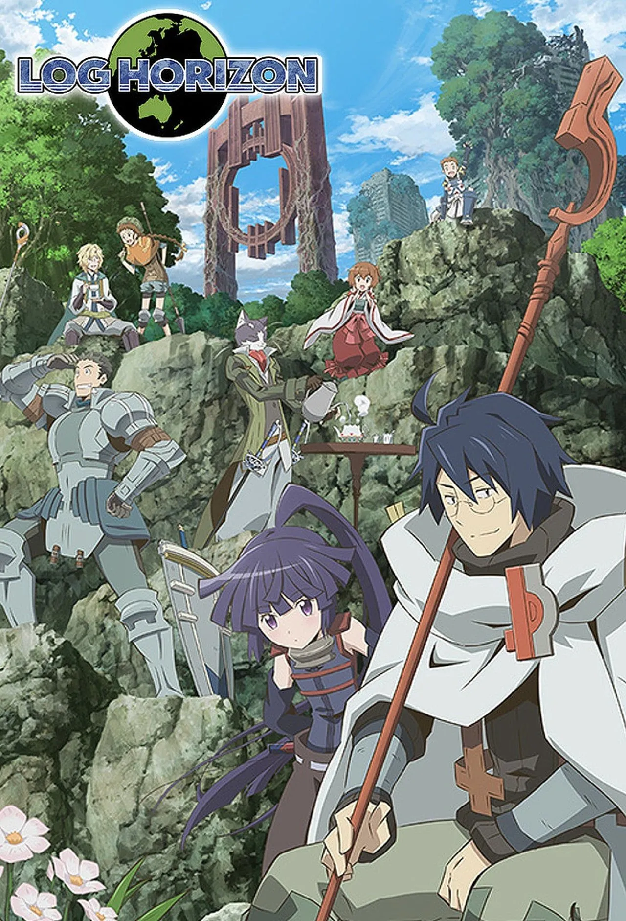 Shiroe và các thành viên của guild Log Horizon trong thế giới Elder Tale