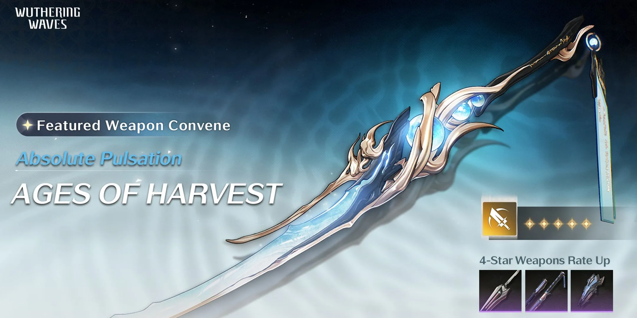 Vũ khí trấn phái Ages of Harvest đi kèm banner Jinhsi trong Wuthering Waves 1.1.