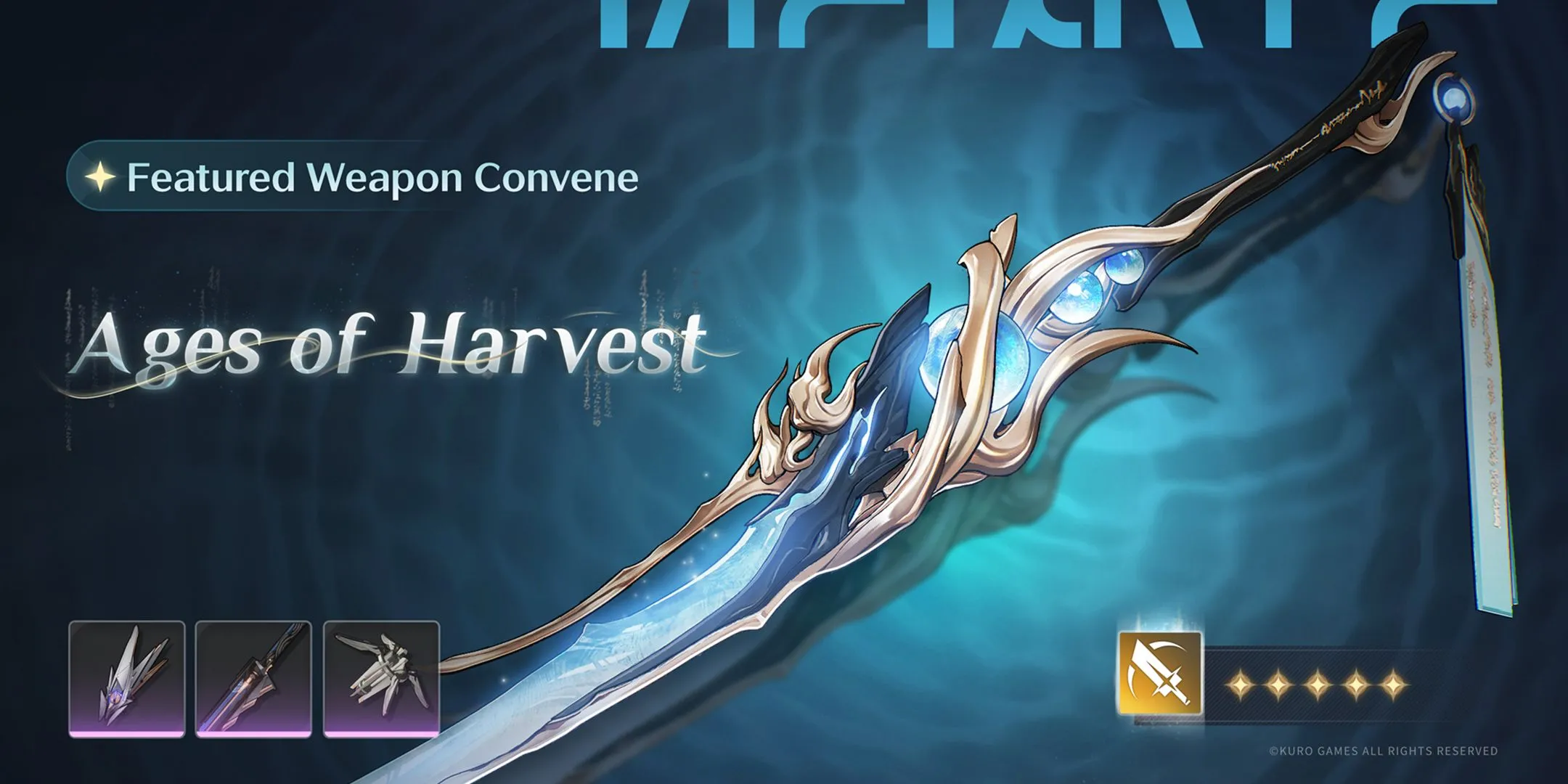 Vũ khí trấn phái Ages of Harvest đi kèm banner Jinhsi trong Wuthering Waves 2.0.