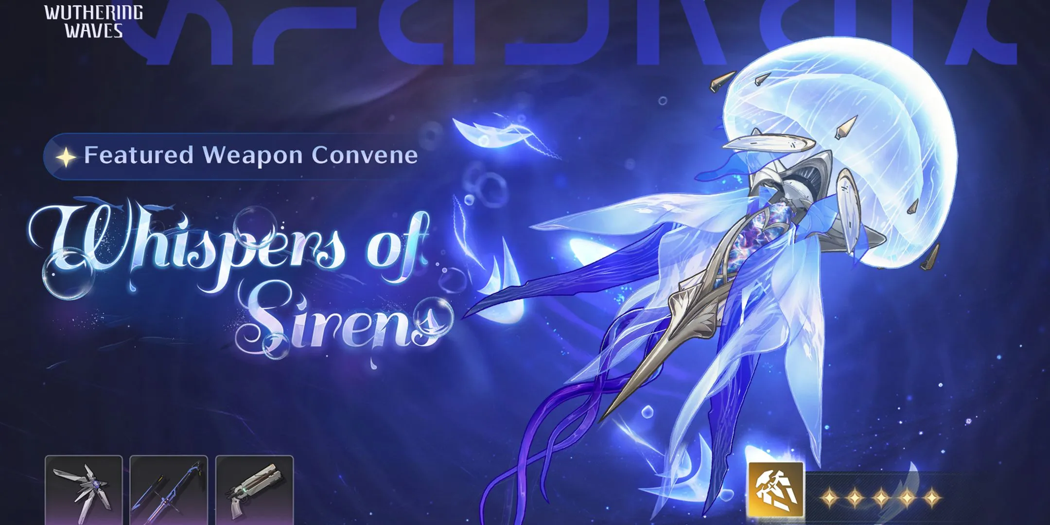 Vũ khí trấn phái Whispers of Sirens đi kèm banner Cantarella trong Wuthering Waves 2.2.