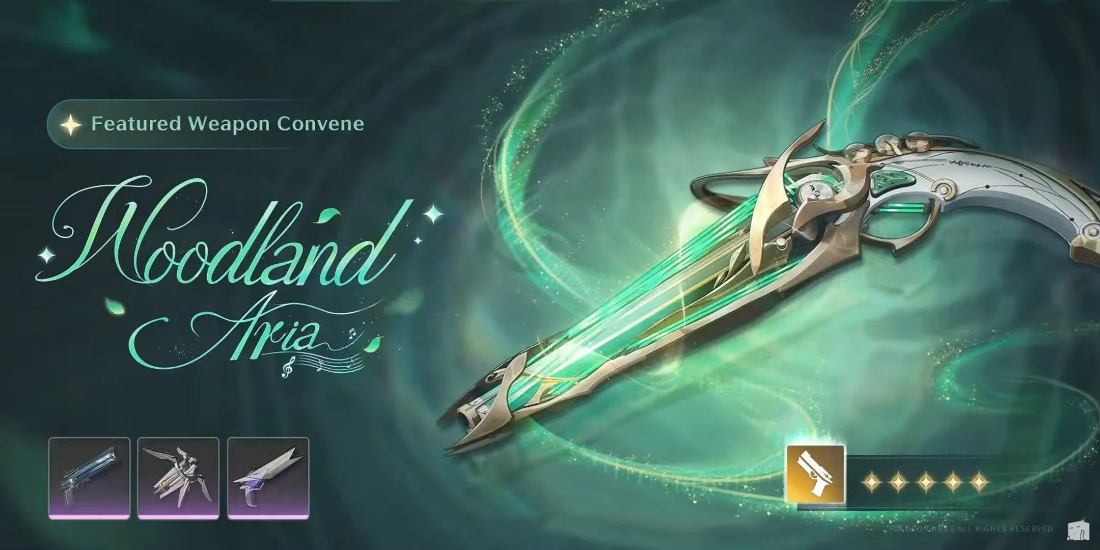 Vũ khí trấn phái Woodland Aria đi kèm banner Ciaccona trong Wuthering Waves 2.3.